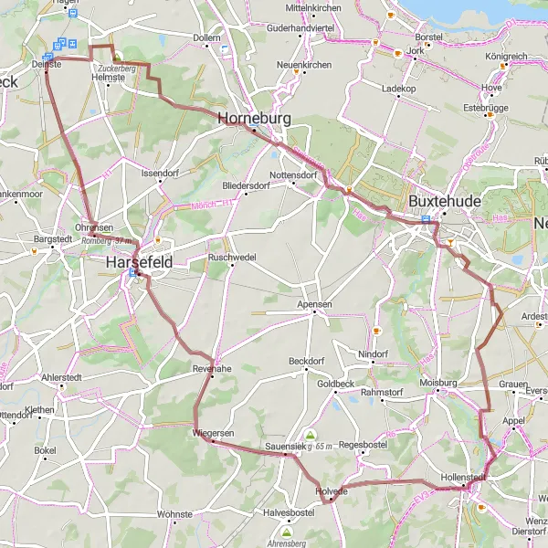 Karten-Miniaturansicht der Radinspiration "Rund um Deinste - Zwischen Hügeln und Tälern" in Lüneburg, Germany. Erstellt vom Tarmacs.app-Routenplaner für Radtouren