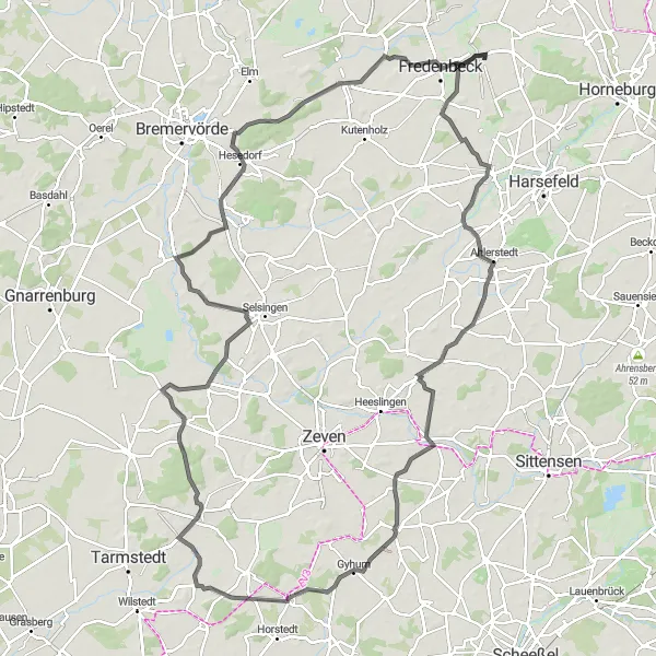 Map miniature of "Lüneburg Countryside Tour" cycling inspiration in Lüneburg, Germany. Generated by Tarmacs.app cycling route planner