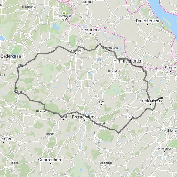 Map miniature of "The Nature Delight" cycling inspiration in Lüneburg, Germany. Generated by Tarmacs.app cycling route planner