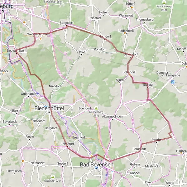 Karten-Miniaturansicht der Radinspiration "Entspannte Fahrt durch die Natur" in Lüneburg, Germany. Erstellt vom Tarmacs.app-Routenplaner für Radtouren