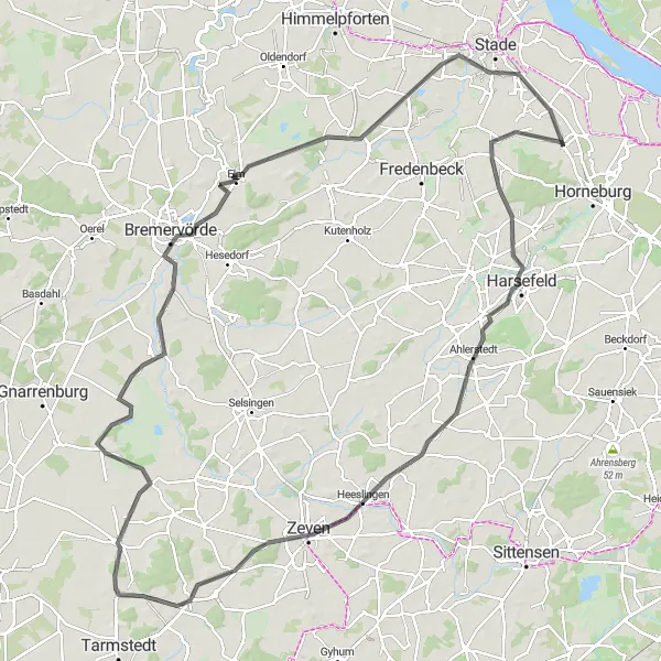 Karten-Miniaturansicht der Radinspiration "Rund um Bremervörde" in Lüneburg, Germany. Erstellt vom Tarmacs.app-Routenplaner für Radtouren