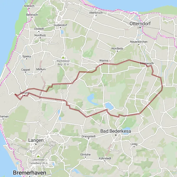 Karten-Miniaturansicht der Radinspiration "Rundtour durch das Cuxland" in Lüneburg, Germany. Erstellt vom Tarmacs.app-Routenplaner für Radtouren