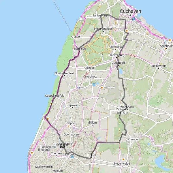 Map miniature of "Spiekerhausen Loop Cycling Route" cycling inspiration in Lüneburg, Germany. Generated by Tarmacs.app cycling route planner