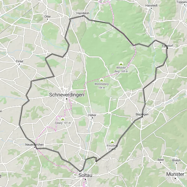 Map miniature of "Lüneburger Highlights" cycling inspiration in Lüneburg, Germany. Generated by Tarmacs.app cycling route planner