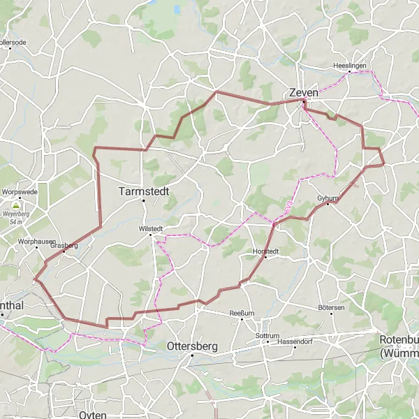 Karten-Miniaturansicht der Radinspiration "Gravel-Tour rund um Elsdorf" in Lüneburg, Germany. Erstellt vom Tarmacs.app-Routenplaner für Radtouren