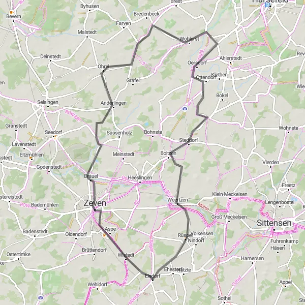 Karten-Miniaturansicht der Radinspiration "Radeln rund um Anderlingen" in Lüneburg, Germany. Erstellt vom Tarmacs.app-Routenplaner für Radtouren