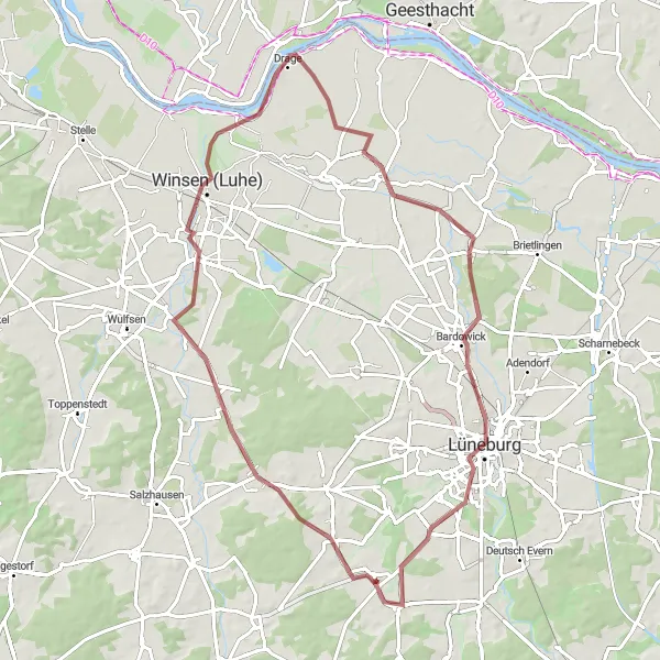 Karten-Miniaturansicht der Radinspiration "Rundtour um Lüneburg" in Lüneburg, Germany. Erstellt vom Tarmacs.app-Routenplaner für Radtouren