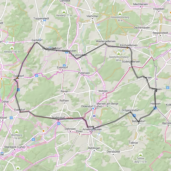 Karten-Miniaturansicht der Radinspiration "Rund um Embsen" in Lüneburg, Germany. Erstellt vom Tarmacs.app-Routenplaner für Radtouren