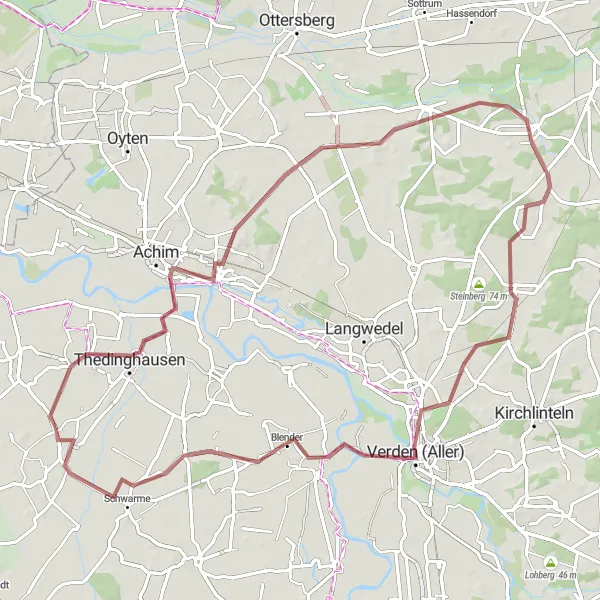 Karten-Miniaturansicht der Radinspiration "Rundtour durch Emtinghausen und Umgebung" in Lüneburg, Germany. Erstellt vom Tarmacs.app-Routenplaner für Radtouren