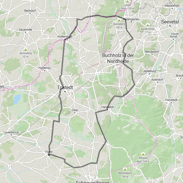 Map miniature of "Luneburg Loop" cycling inspiration in Lüneburg, Germany. Generated by Tarmacs.app cycling route planner