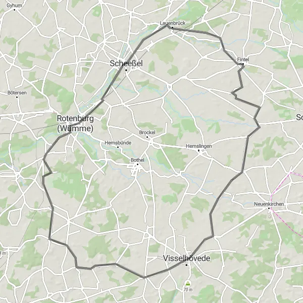 Karten-Miniaturansicht der Radinspiration "Rund um Fintel" in Lüneburg, Germany. Erstellt vom Tarmacs.app-Routenplaner für Radtouren