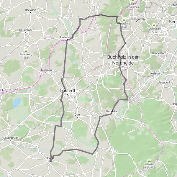 Karten-Miniaturansicht der Radinspiration "Rundtour durch Lüneburger Heide" in Lüneburg, Germany. Erstellt vom Tarmacs.app-Routenplaner für Radtouren