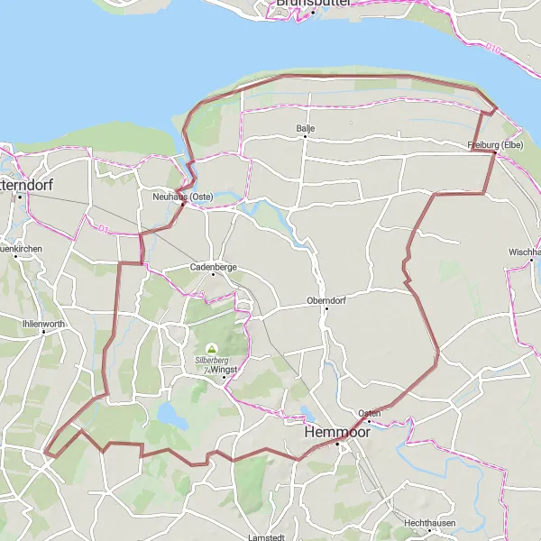 Map miniature of "Explorer's Delight Gravel Cycling Route" cycling inspiration in Lüneburg, Germany. Generated by Tarmacs.app cycling route planner