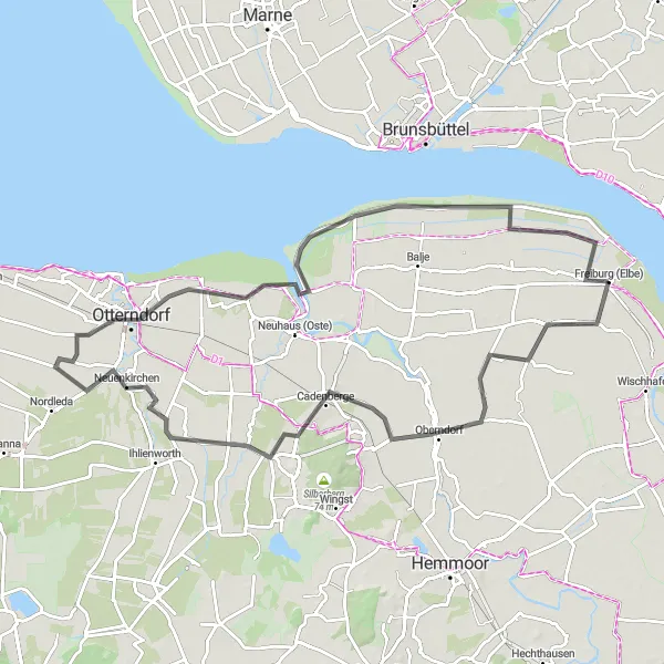 Karten-Miniaturansicht der Radinspiration "Tour de Elbe-Sperrwerk" in Lüneburg, Germany. Erstellt vom Tarmacs.app-Routenplaner für Radtouren