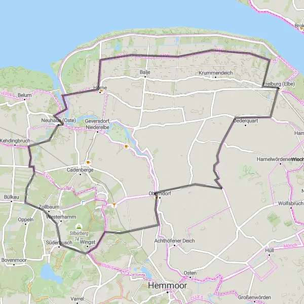 Map miniature of "Exploring Coastal Wonders on a Road Cycling Adventure" cycling inspiration in Lüneburg, Germany. Generated by Tarmacs.app cycling route planner