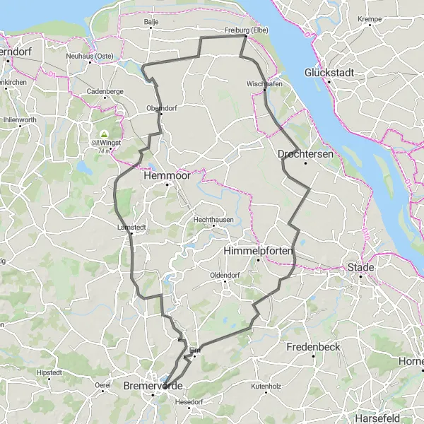Karten-Miniaturansicht der Radinspiration "Rund um Freiburg Elbe und Bremervörde" in Lüneburg, Germany. Erstellt vom Tarmacs.app-Routenplaner für Radtouren