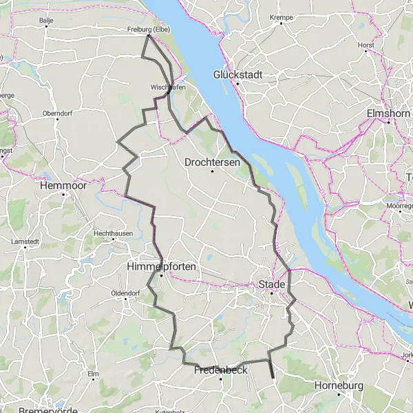 Map miniature of "Scenic Coastal Road Cycling Route" cycling inspiration in Lüneburg, Germany. Generated by Tarmacs.app cycling route planner