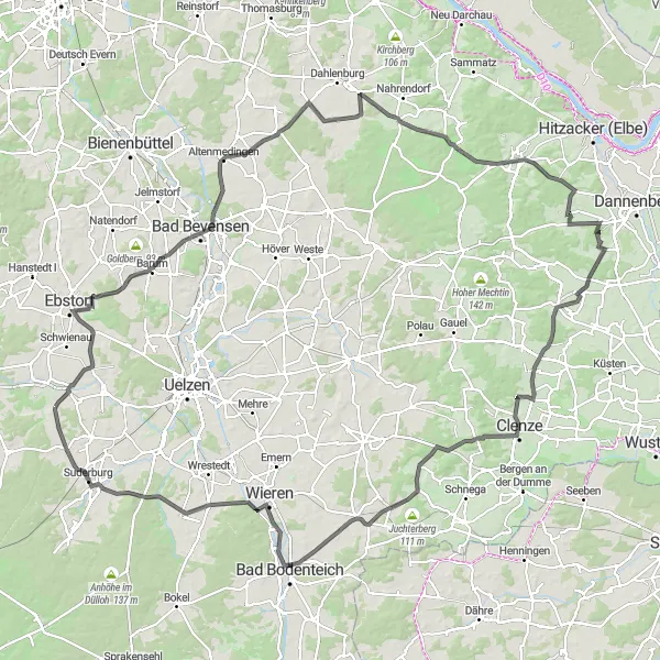 Karten-Miniaturansicht der Radinspiration "Rund um Gerdau" in Lüneburg, Germany. Erstellt vom Tarmacs.app-Routenplaner für Radtouren