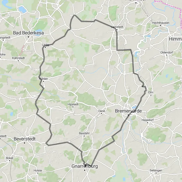 Map miniature of "Tranquil Countryside Ride" cycling inspiration in Lüneburg, Germany. Generated by Tarmacs.app cycling route planner