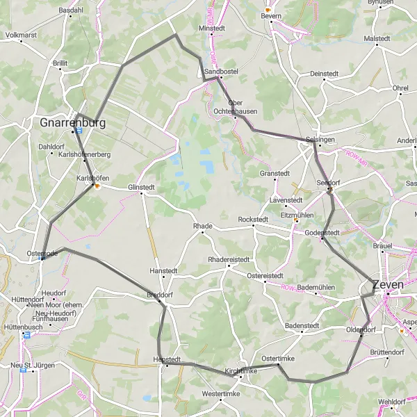 Map miniature of "Selsingen Loop" cycling inspiration in Lüneburg, Germany. Generated by Tarmacs.app cycling route planner