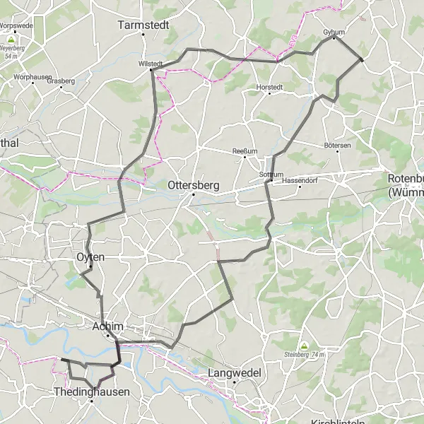 Map miniature of "The Aller River Loop" cycling inspiration in Lüneburg, Germany. Generated by Tarmacs.app cycling route planner