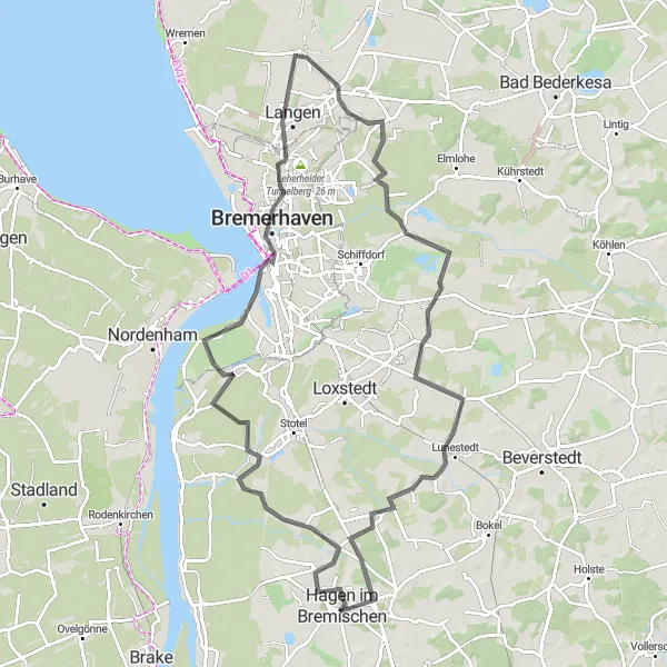 Map miniature of "Scenic Driftsethe and Tidepolder Loop" cycling inspiration in Lüneburg, Germany. Generated by Tarmacs.app cycling route planner