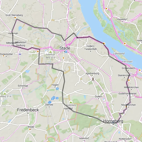 Karten-Miniaturansicht der Radinspiration "Tour durch Stade und Guderhandviertel" in Lüneburg, Germany. Erstellt vom Tarmacs.app-Routenplaner für Radtouren