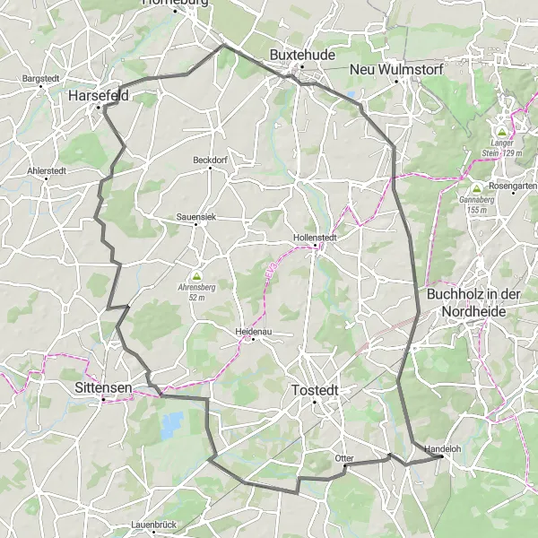 Map miniature of "Welle Gravel Tour" cycling inspiration in Lüneburg, Germany. Generated by Tarmacs.app cycling route planner