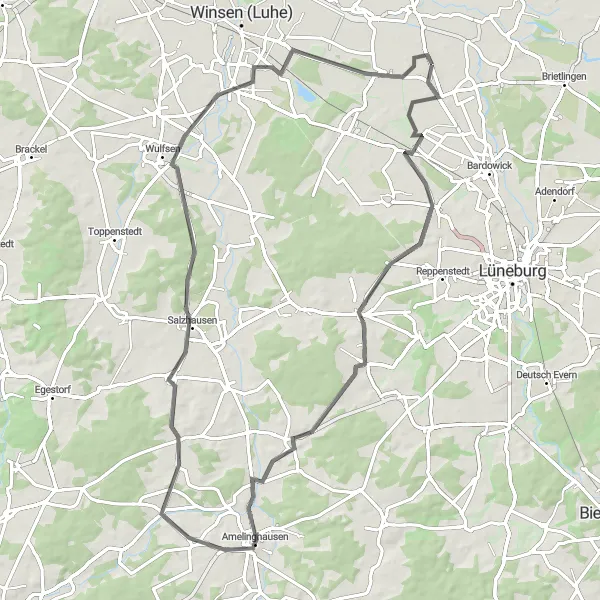 Map miniature of "Hamberg Hike" cycling inspiration in Lüneburg, Germany. Generated by Tarmacs.app cycling route planner