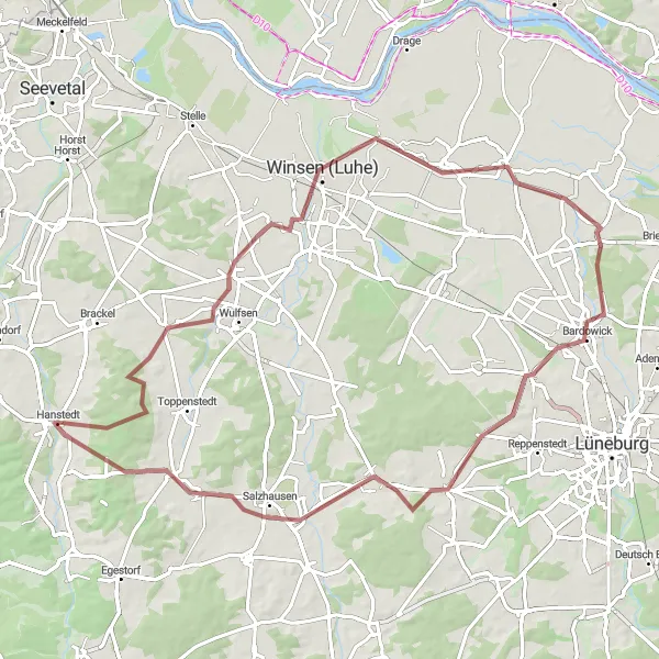 Map miniature of "Hanstedt Gravel Loop" cycling inspiration in Lüneburg, Germany. Generated by Tarmacs.app cycling route planner
