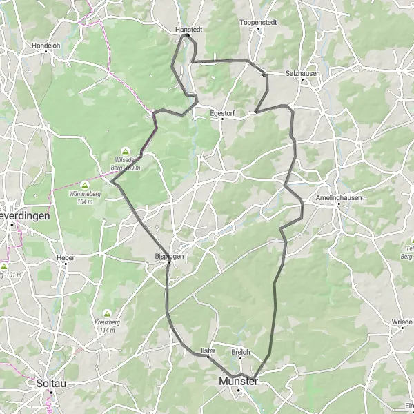 Karten-Miniaturansicht der Radinspiration "Rundtour durch die Lüneburger Heide" in Lüneburg, Germany. Erstellt vom Tarmacs.app-Routenplaner für Radtouren