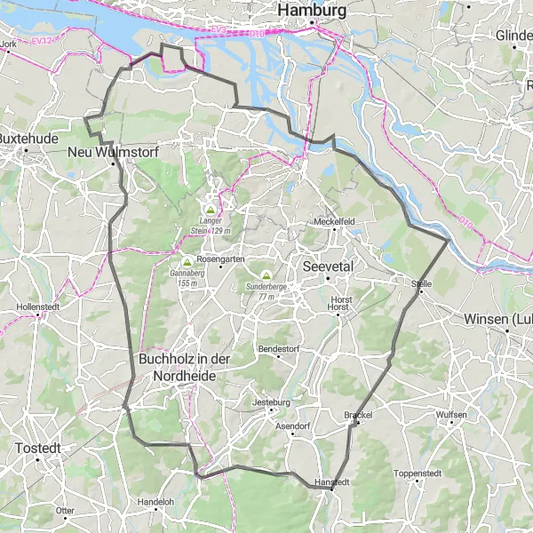 Map miniature of "Countryside Explorer" cycling inspiration in Lüneburg, Germany. Generated by Tarmacs.app cycling route planner