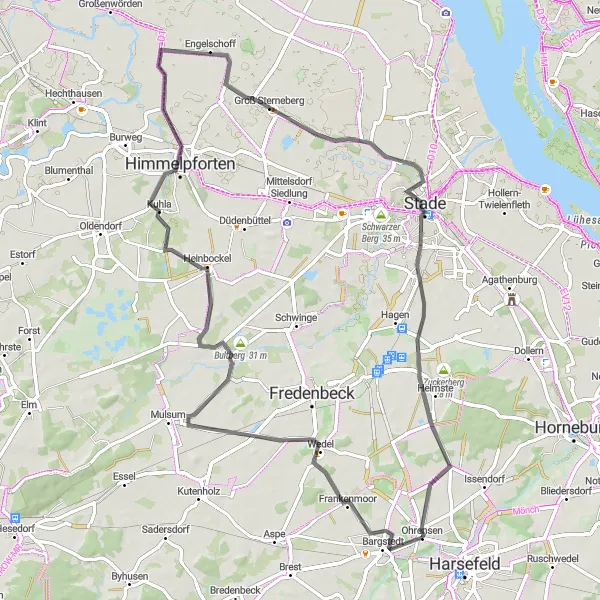 Karten-Miniaturansicht der Radinspiration "Panoramablick um Harsefeld" in Lüneburg, Germany. Erstellt vom Tarmacs.app-Routenplaner für Radtouren