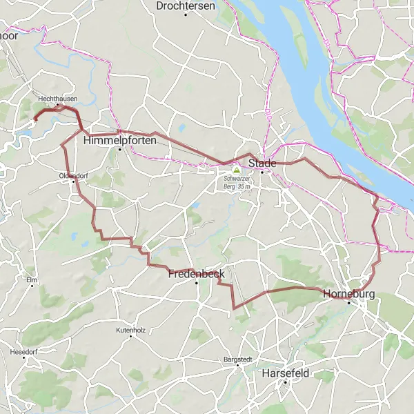Map miniature of "The Marshland Gravel Adventure" cycling inspiration in Lüneburg, Germany. Generated by Tarmacs.app cycling route planner