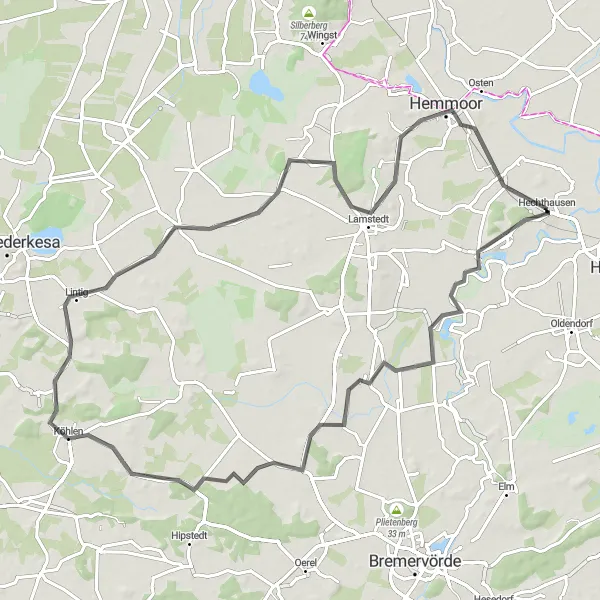 Map miniature of "Hemmoor Excursion" cycling inspiration in Lüneburg, Germany. Generated by Tarmacs.app cycling route planner