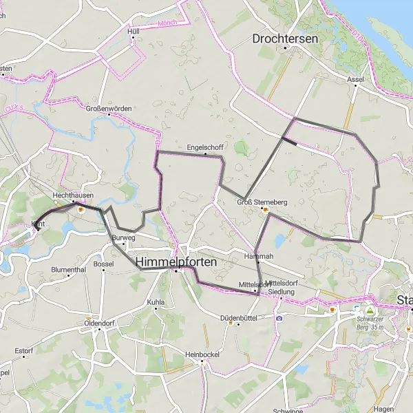 Map miniature of "Hechthausen Loop" cycling inspiration in Lüneburg, Germany. Generated by Tarmacs.app cycling route planner