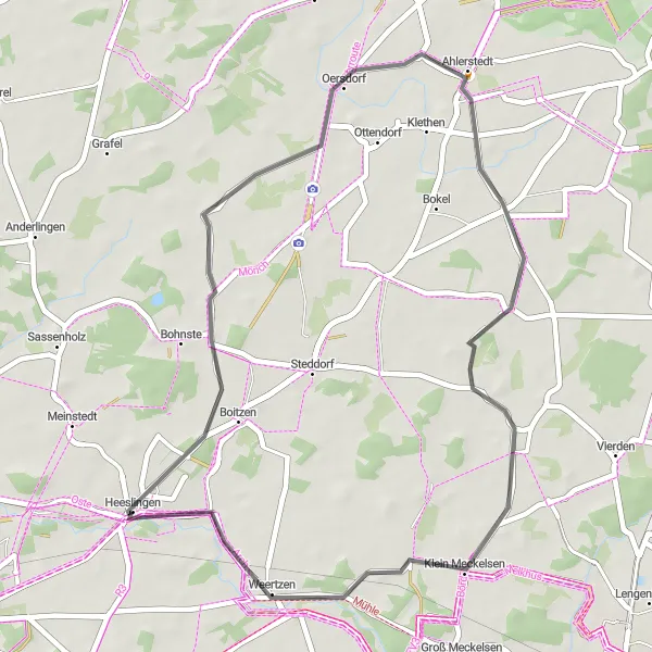 Karten-Miniaturansicht der Radinspiration "Rund um Heeslingen" in Lüneburg, Germany. Erstellt vom Tarmacs.app-Routenplaner für Radtouren