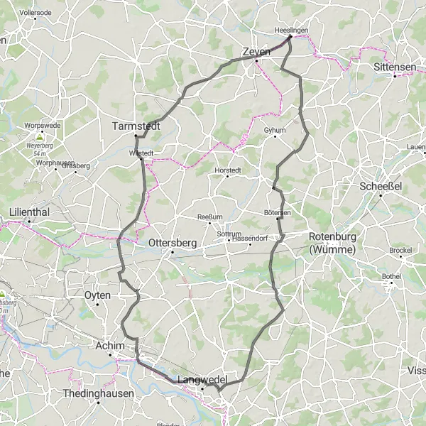 Map miniature of "Aller River Loop" cycling inspiration in Lüneburg, Germany. Generated by Tarmacs.app cycling route planner