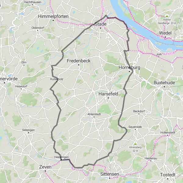 Map miniature of "Scenic Tour through Quaint Villages near Heeslingen" cycling inspiration in Lüneburg, Germany. Generated by Tarmacs.app cycling route planner
