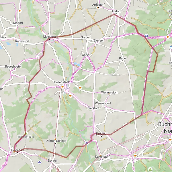 Karten-Miniaturansicht der Radinspiration "Hexen-Berg Rundfahrt" in Lüneburg, Germany. Erstellt vom Tarmacs.app-Routenplaner für Radtouren