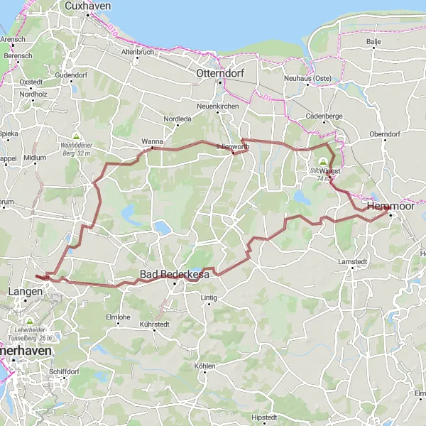 Map miniature of "Stinstedt, Niederelbe Loop" cycling inspiration in Lüneburg, Germany. Generated by Tarmacs.app cycling route planner
