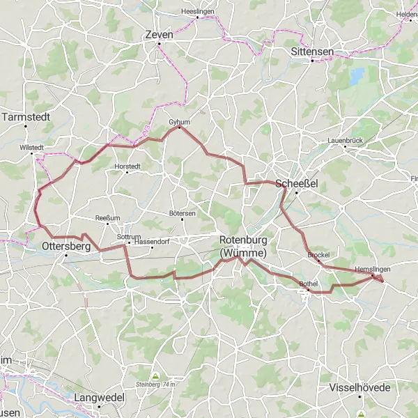 Map miniature of "Nature Escape Gravel Loop" cycling inspiration in Lüneburg, Germany. Generated by Tarmacs.app cycling route planner