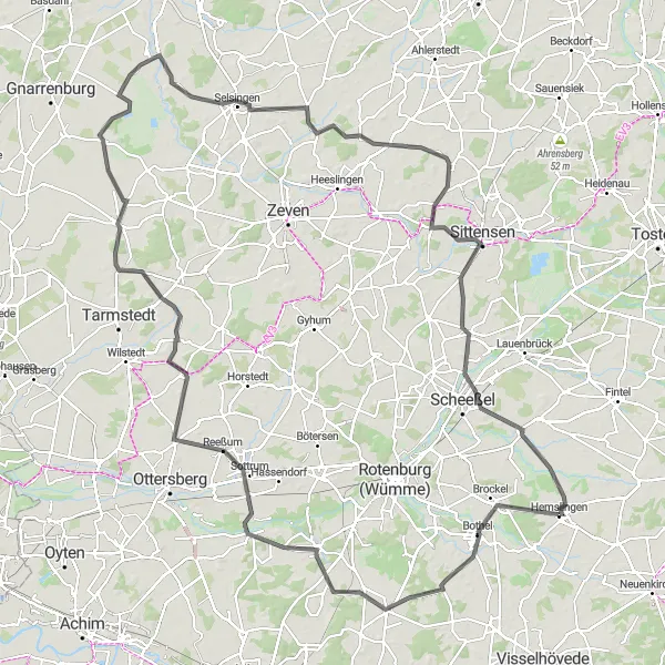 Map miniature of "Lanes and Hills Cycling Adventure" cycling inspiration in Lüneburg, Germany. Generated by Tarmacs.app cycling route planner