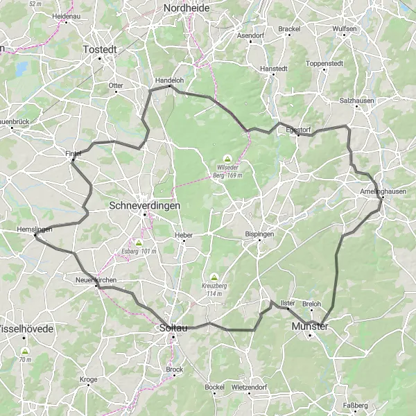 Map miniature of "Hemslingen Loop" cycling inspiration in Lüneburg, Germany. Generated by Tarmacs.app cycling route planner