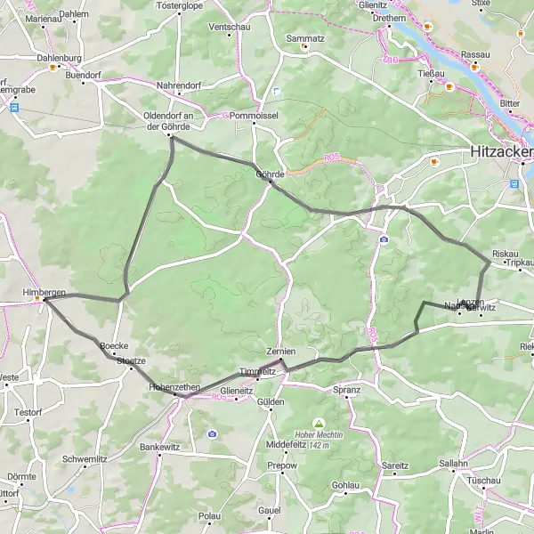 Map miniature of "Hohenfier Loop" cycling inspiration in Lüneburg, Germany. Generated by Tarmacs.app cycling route planner