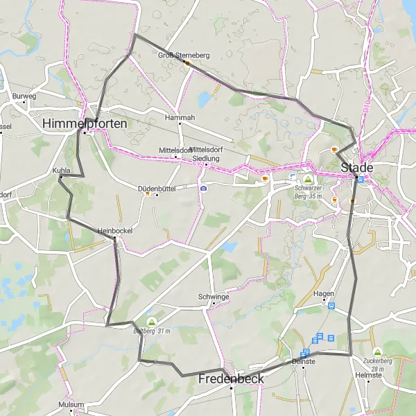 Map miniature of "Sterneberg Ride" cycling inspiration in Lüneburg, Germany. Generated by Tarmacs.app cycling route planner