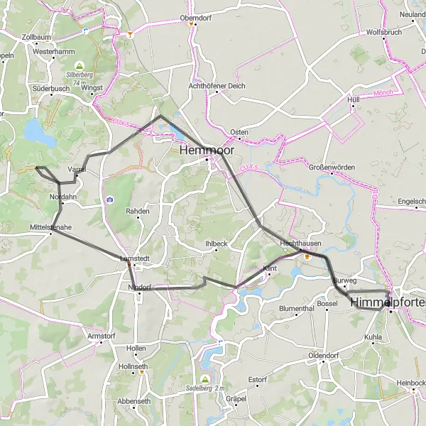Map miniature of "Quiet Countryside" cycling inspiration in Lüneburg, Germany. Generated by Tarmacs.app cycling route planner