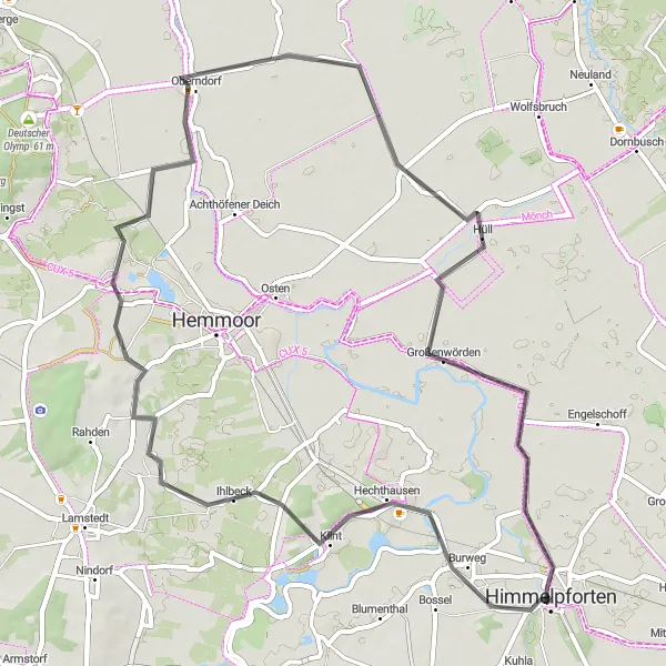 Map miniature of "Riverside Adventure" cycling inspiration in Lüneburg, Germany. Generated by Tarmacs.app cycling route planner