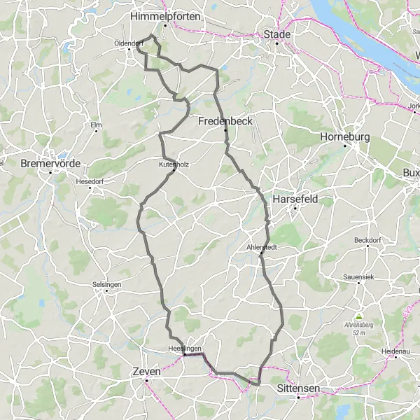 Karten-Miniaturansicht der Radinspiration "Rundtour durch Ahlerstedt und Klein Meckelsen" in Lüneburg, Germany. Erstellt vom Tarmacs.app-Routenplaner für Radtouren
