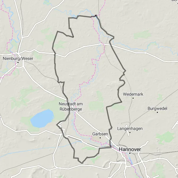 Map miniature of "Hodenhagen Hademstorf Sprockhof Resse Stelinger Berg Kirchwehren Wunstorf Erichsberg Hagen Steimbke Aussichtspunkt Eilte" cycling inspiration in Lüneburg, Germany. Generated by Tarmacs.app cycling route planner